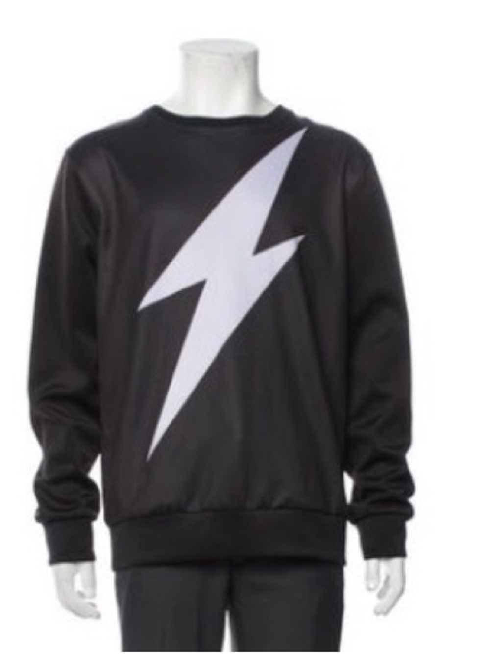Givenchy Black Crewneck Sweater with White Lightning Bolt